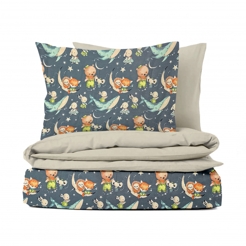 Ervi Bavlněné povlečení oboustranné - Hvězdná parta/béžové