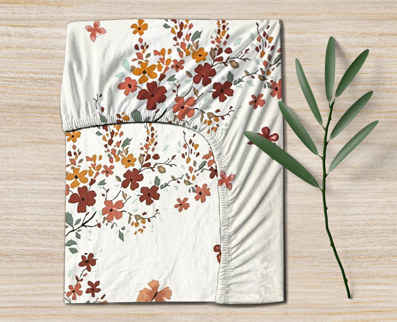 Ervi Bavlněné napínací prostěradlo - Podzimní kvítí