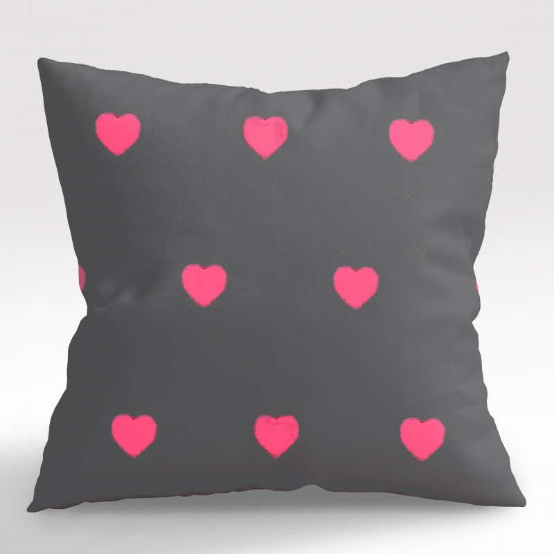 Ervi povlak na polštář Bavlněný - Růžová srdíčka