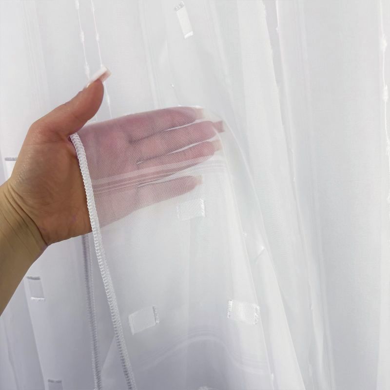 Ervi voálová látka /záclona s olůvkem - 960 bílá kostka, metráž