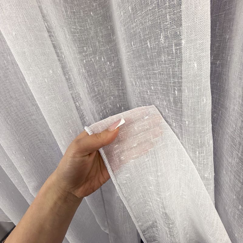 Ervi záclona s olůvkem prší ve lněném vzhledu bílá , metráž