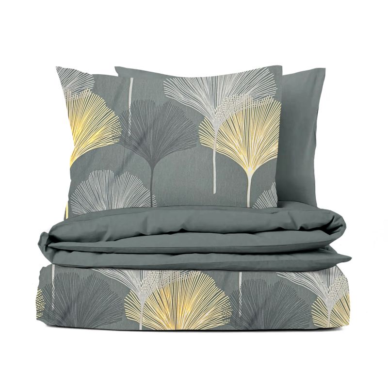 Ervi Bavlněné povlečení oboustranné - Botanic Luxe/ šedé