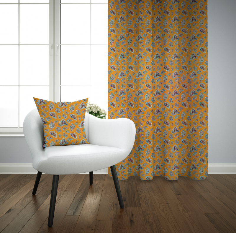 Ervi bavlněný závěs  Ervi - turecké okurky na oranžovém