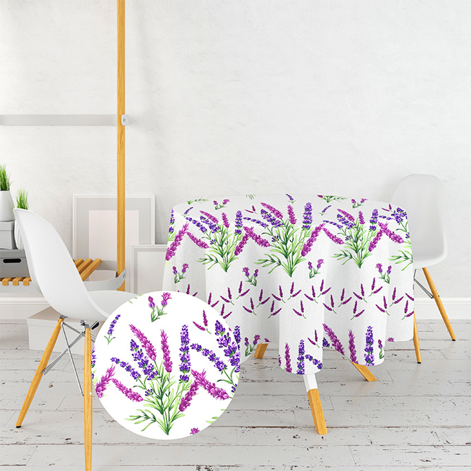 Ervi bavlněný ubrus na stůl kulatý - levandule