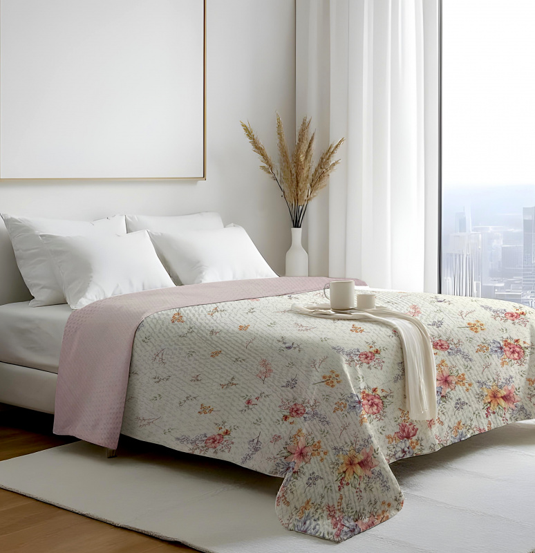 Přehoz oboustranný Colore - Lilie/růžový