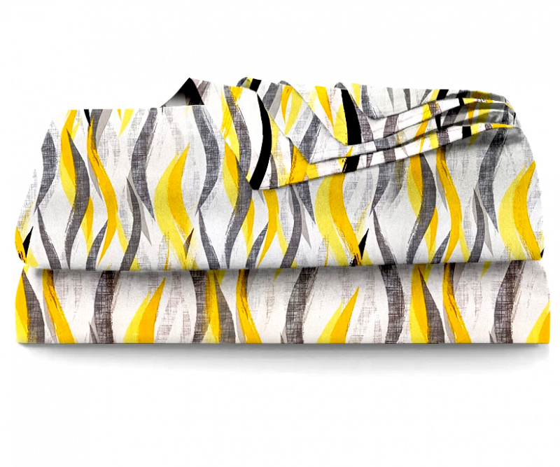 Ervi bavlněné prostěradlo - žluto-šedé vlny