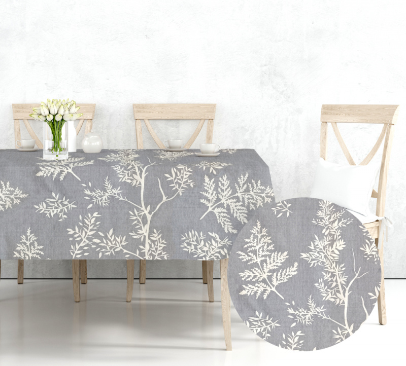Ervi bavlněný ubrus na stůl čtvercový -  bílé větvičky