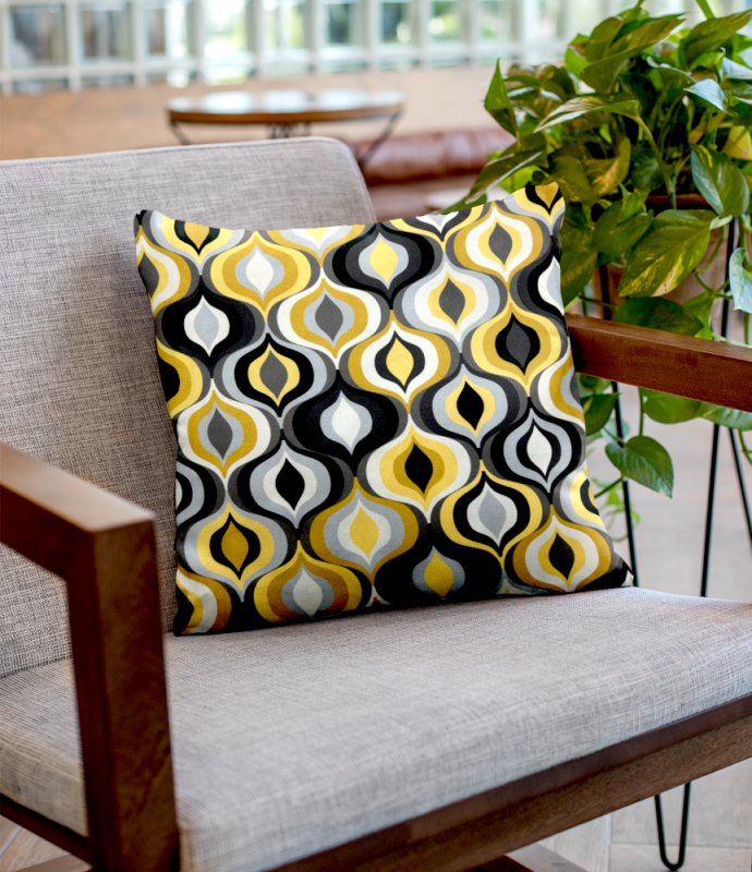 Povlak na polštář dekorační s barevným vzorem DGT - žlutá