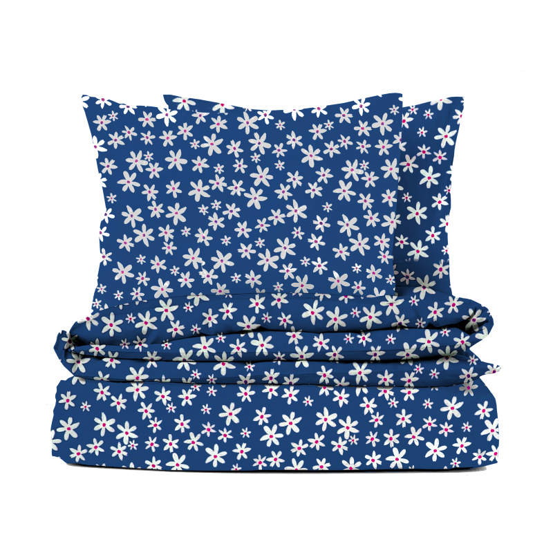 Ervi bavlněné povlečení -  květinky na modrém