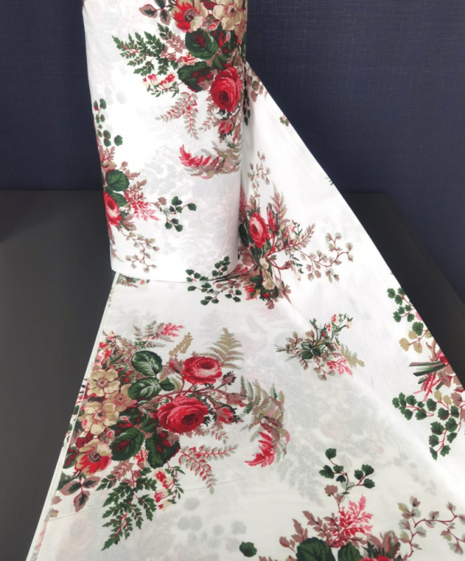 Ervi Bavlněná látka/plátno š.240cm - Růže a kapradí č.11982-4, metráž