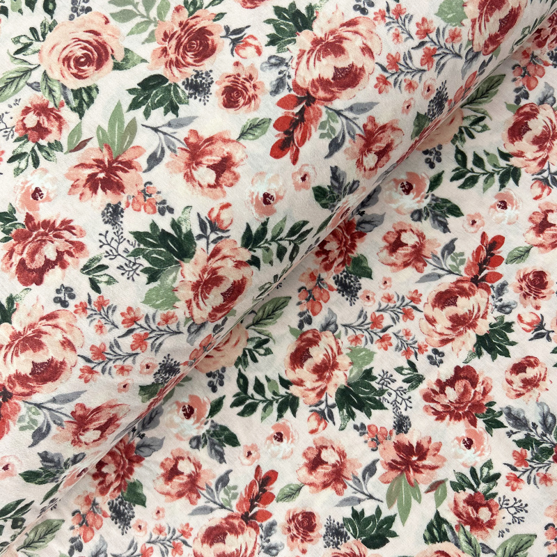 Ervi Bavlněná látka/plátno š.240cm - Kvetoucí růže červené č.25215-25, metráž