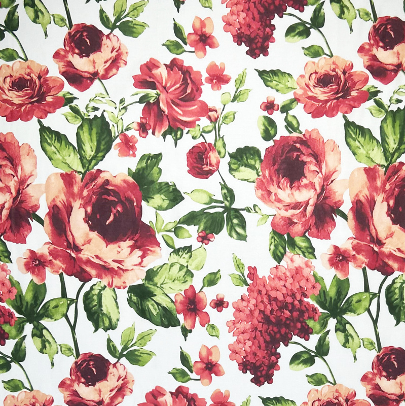 Ervi Bavlněná látka/plátno š.240cm - hortenzie a pivoňky č.26620-10, metráž