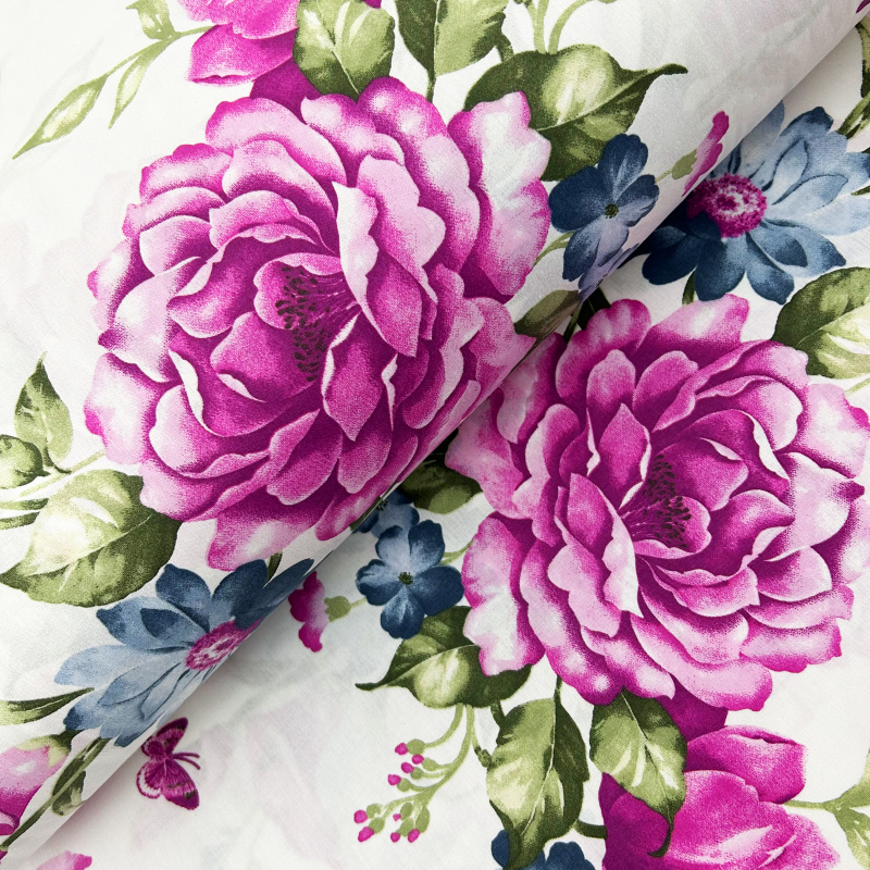 Ervi Bavlněná látka/plátno š.240cm - Fialové květy č.26560-14, metráž