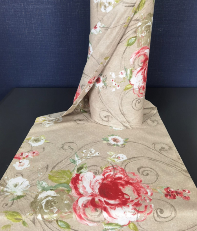 Ervi Bavlněná látka/plátno š.240cm - Akvarel růže červené č.17748-5, metráž