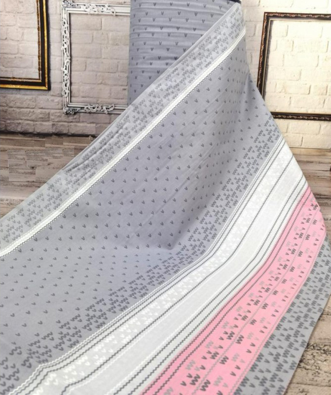 Ervi Bavlněná látka/plátno š.240cm - šedé a růžové vzorování č.9488-3, metráž