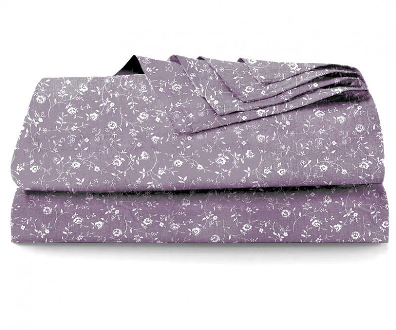 Ervi bavlněné prostěradlo -  květiny na lilkovém