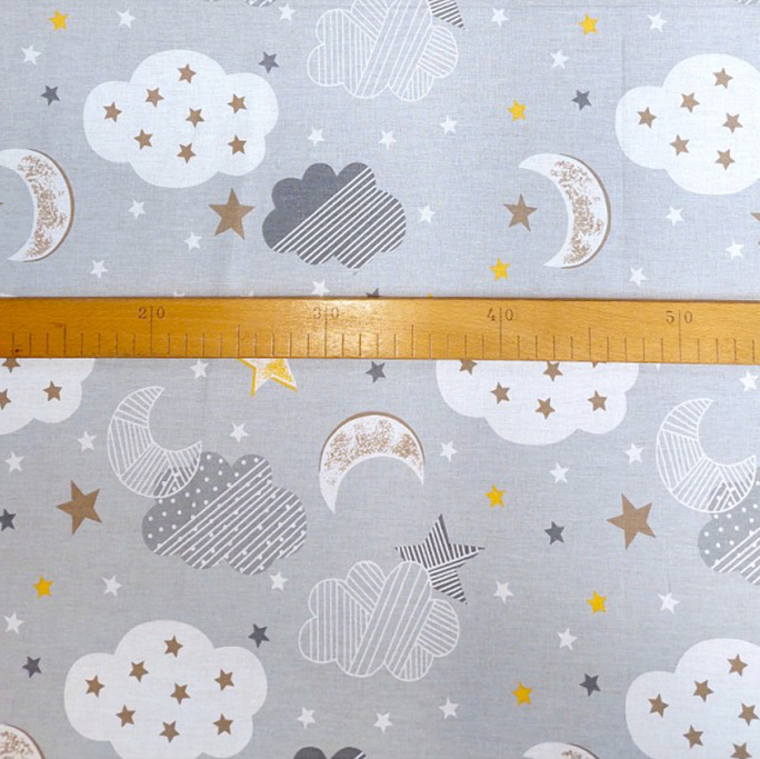 Ervi Bavlněná látka/plátno š.240cm - hvězdy a mračky č.26298, metráž