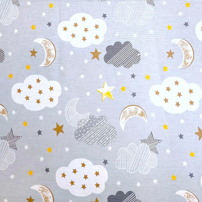 Ervi Bavlněná látka/plátno š.240cm - hvězdy a mračky č.26298, metráž