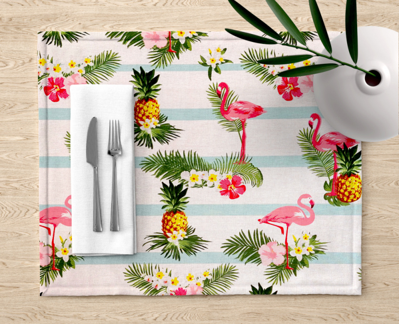 Ervi bavlněné prostírání na stůl - růžový plameňák