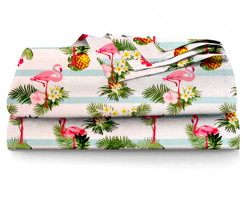 Ervi bavlněné prostěradlo - růžový plameňák