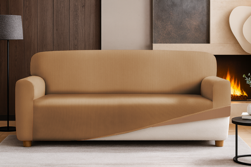 Napínací potah na třímístnou pohovku - cappuccino