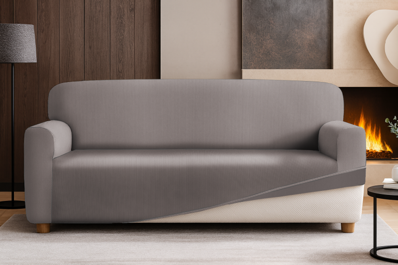 Napínací potah na třímístnou pohovku - šedý