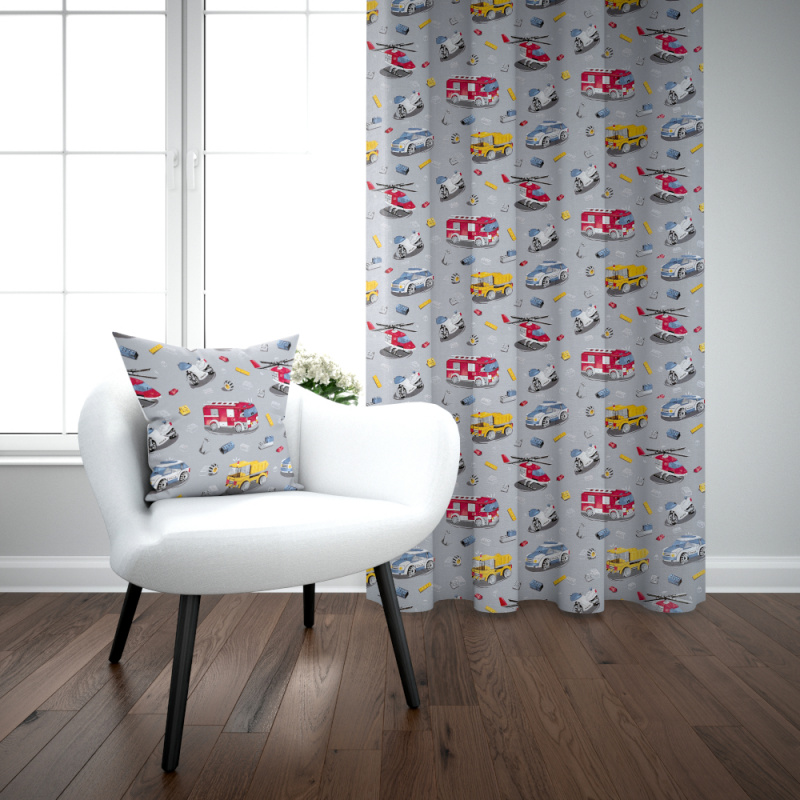 Ervi bavlněný závěs - autíčká a vrtulníky