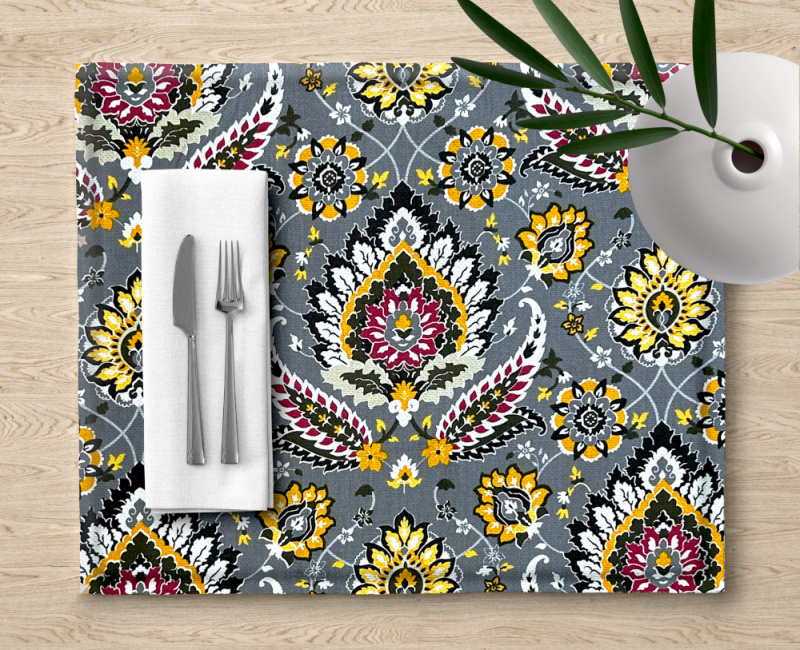 Ervi bavlněné prostírání na stůl - Etno na šedém