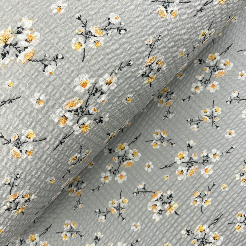 Ervi bavlna - krep š.240 cm - Třešňový květ na šedém č.25732-10, metráž
