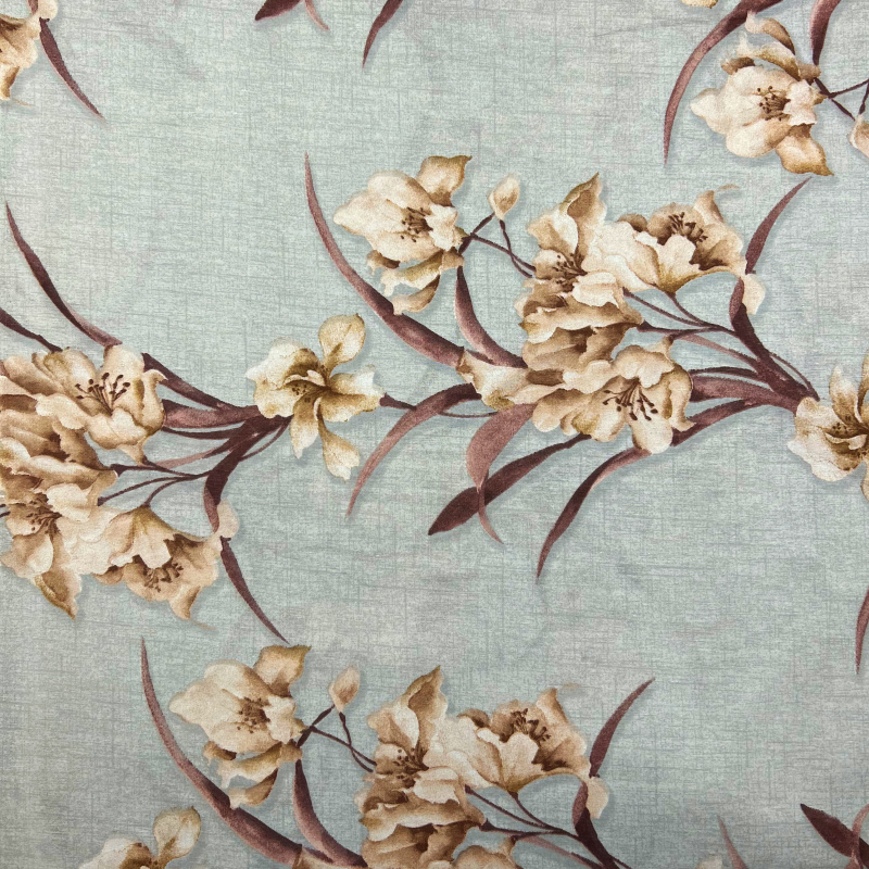 Ervi Bavlněná látka/plátno š.240cm -  hnědé kosatce - 117374-6, metráž