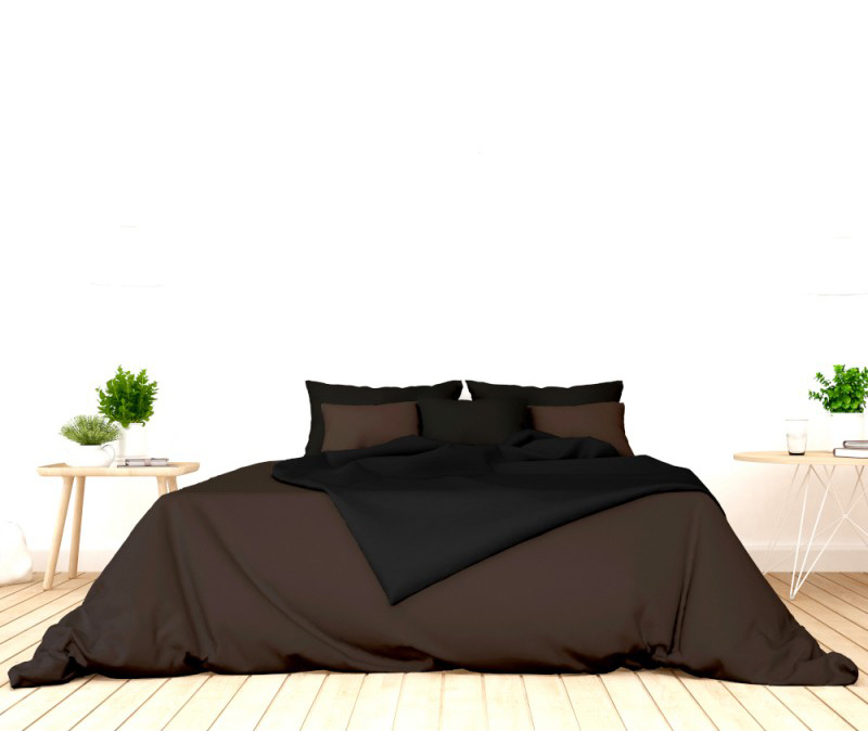 Ervi Luxsusní saténové oboustranné bavlněné povlečení hnědé/černé