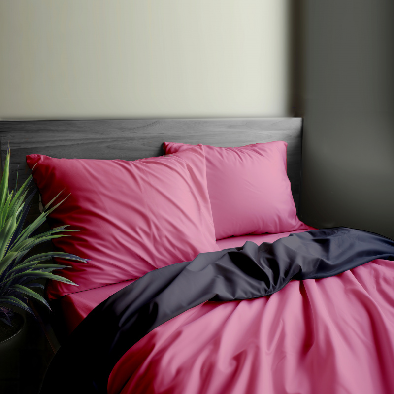 Ervi Luxsusní saténové oboustranné bavlněné povlečení Růžové/šedé