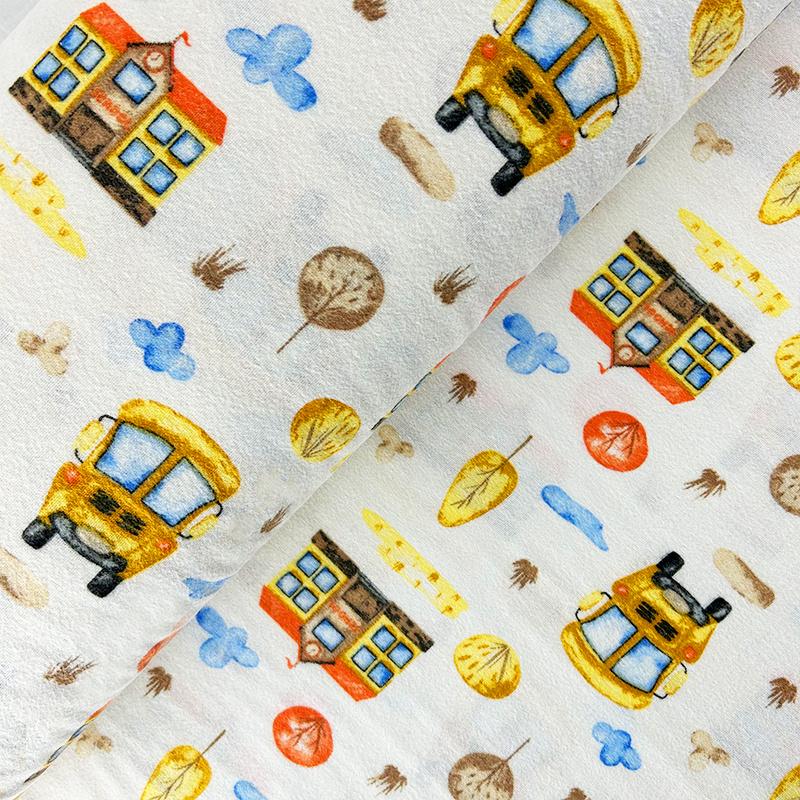 Ervi bavlna flanel š.150 cm Autobusy 25360-1 - šířka 150cm, metráž