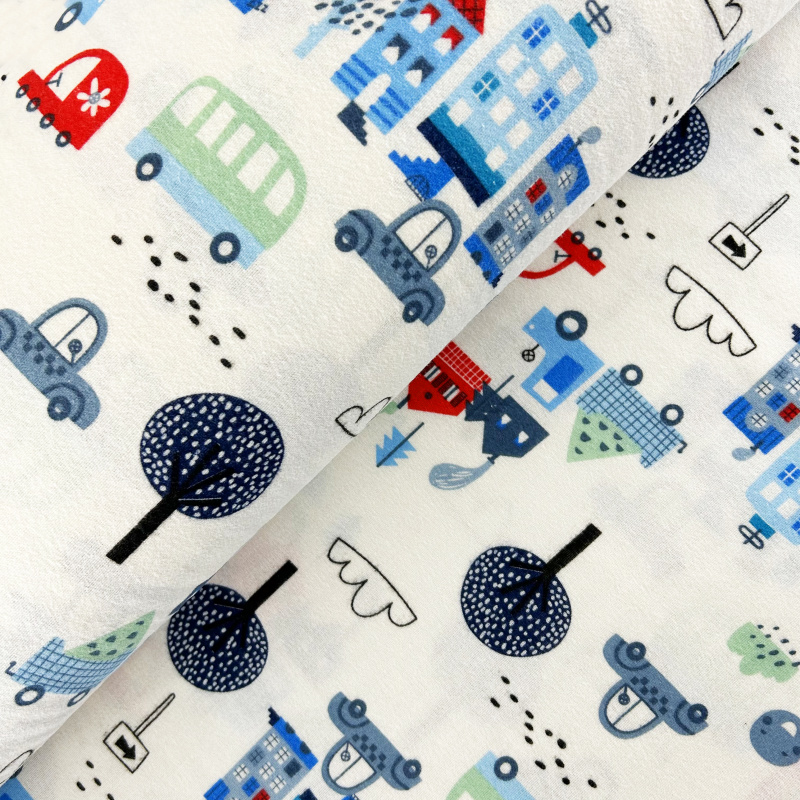 Ervi bavlna flanel š.150 cm Příběh ve městě 12152-4, metráž