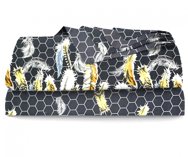 Ervi bavlněné prostěradlo - peří na šedém