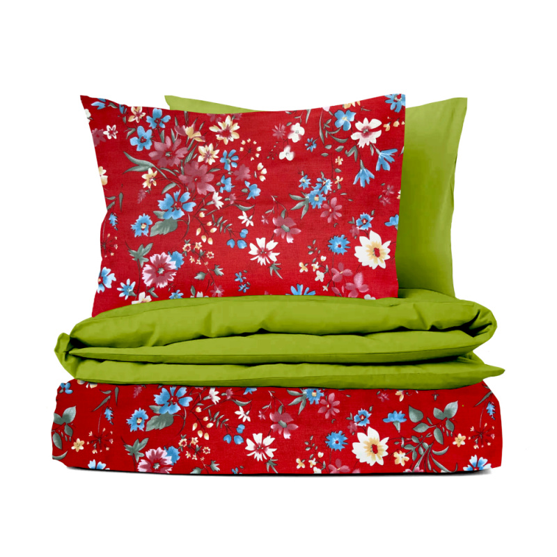 Ervi bavlněné povlečení oboustranné - Květinová louka/zelené