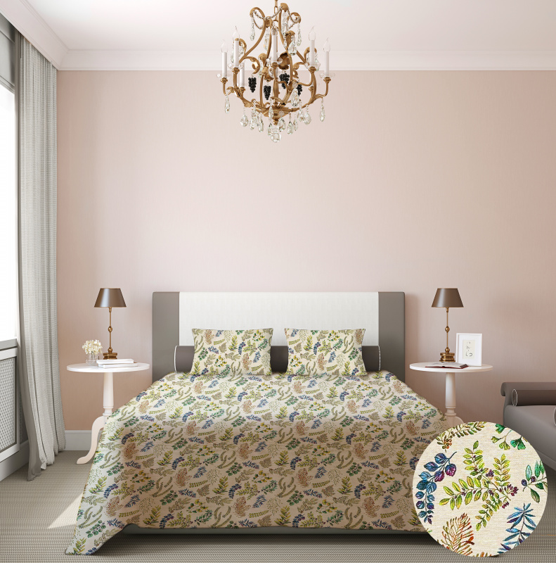 Ervi gobelínový přehoz na postel jednolůžko/dvoulůžko - Green Leaves