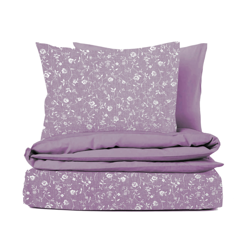 Ervi bavlněné povlečení oboustranné - květiny na lilkovém/fialové