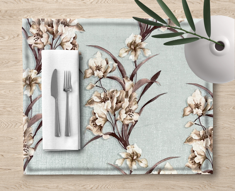 Ervi bavlněné prostírání na stůl - hnědé kosatce