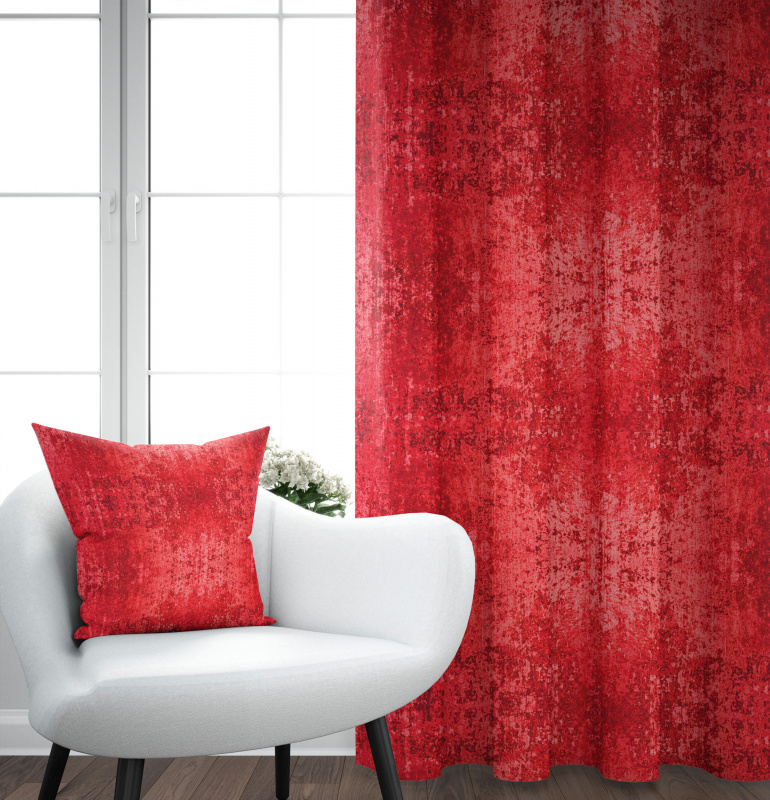 Ervi dekorační závěs metrážový - mačkaný samet červená