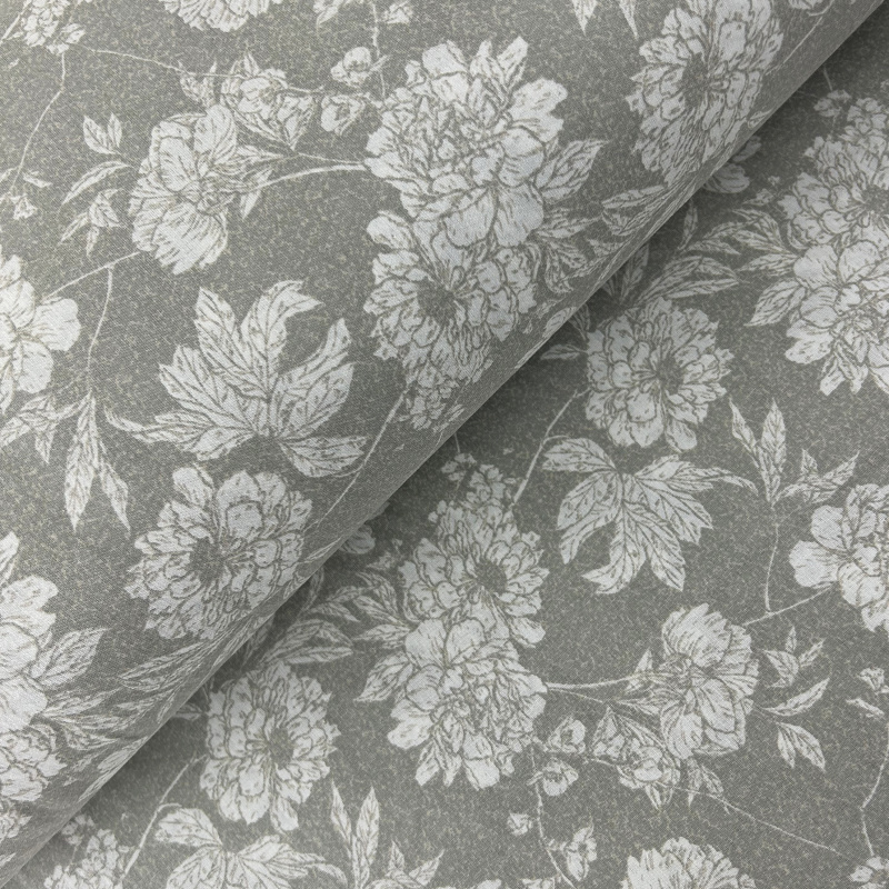 Ervi Bavlněná látka/plátno š.240cm - bílé květy na šedém -26726-3, metráž