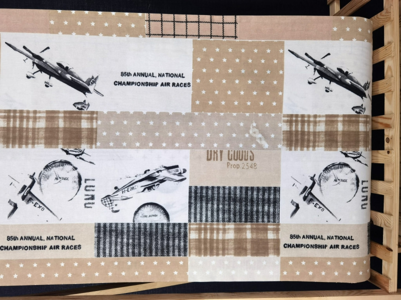 Ervi Bavlněná látka/plátno š.240cm - Air races beige  - 80304-2, metráž