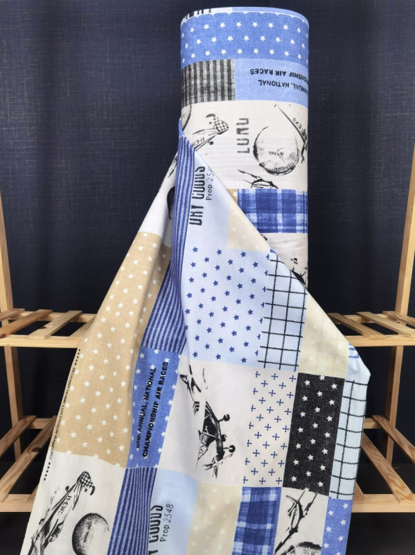 Ervi Bavlněná látka/plátno š.240cm - Air races blue - 80304-3, metráž