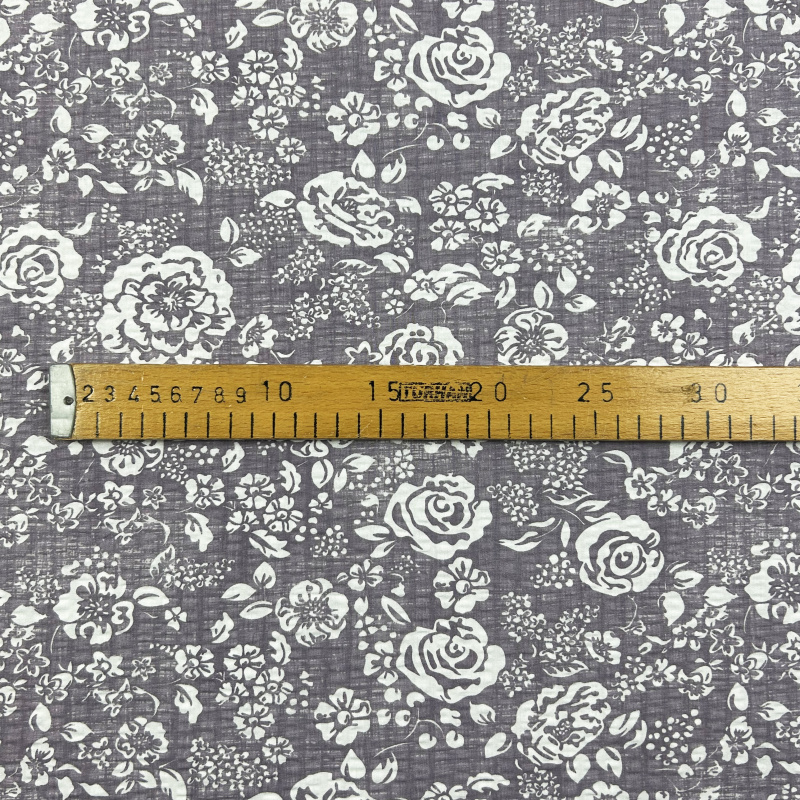 Ervi bavlna - Krep š.240 cm - Květy na lilkovém č.26550-10, metráž