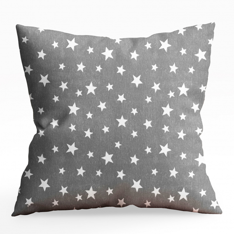 Ervi povlak na polštář bavlněný - hvězdičky na šedém