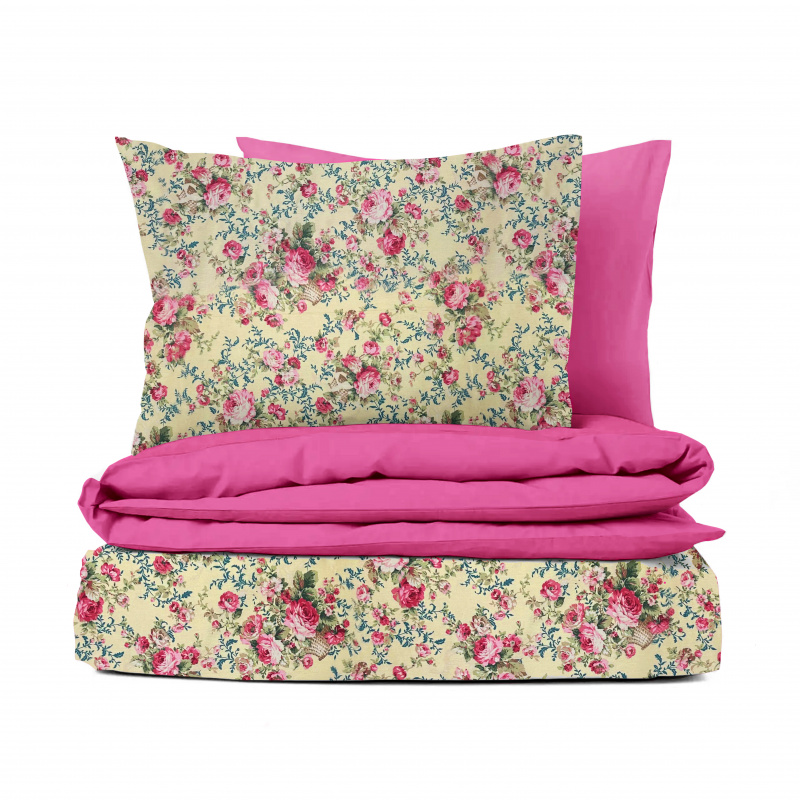 Ervi bavlněné povlečení oboustranné - Růže na žlutém