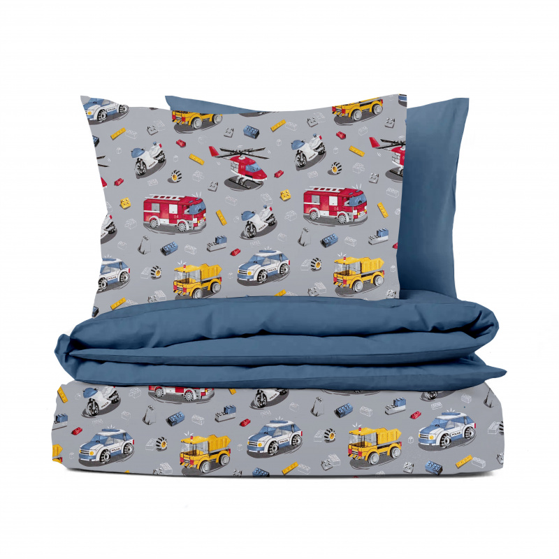Ervi bavlněné povlečení oboustranné - autíčká a vrtulníky/modré