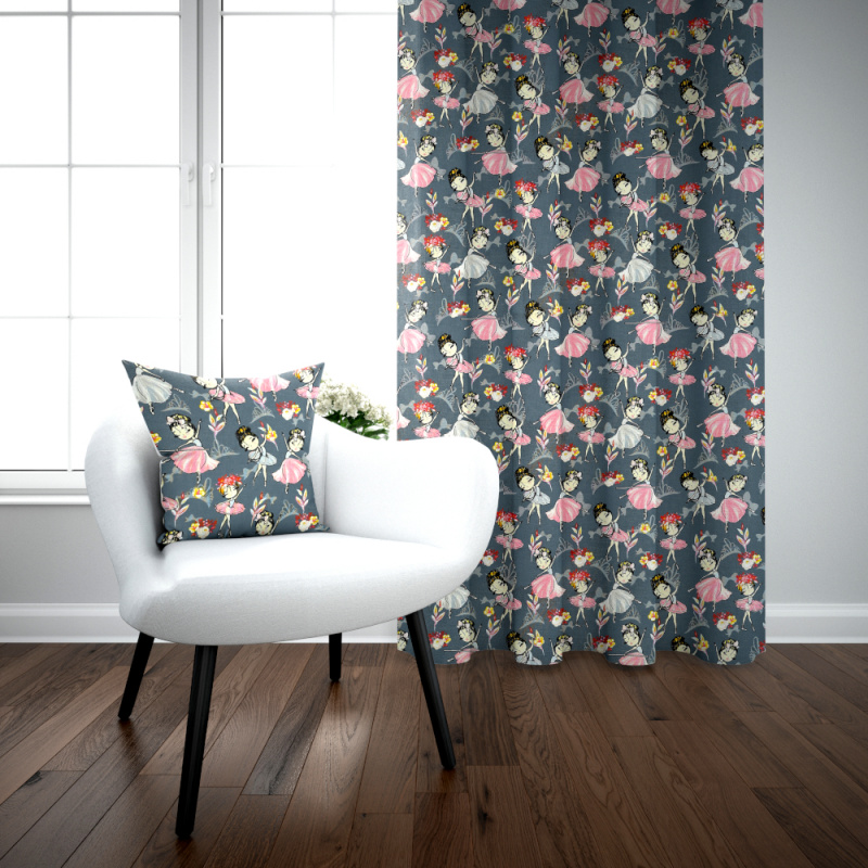 Ervi bavlněný závěs  Ervi - baleríny na šedém