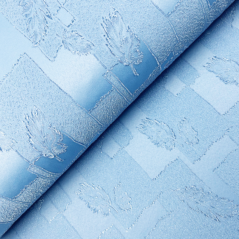 Dekorační látka Estella listy modrá - šířka 160 cm, metráž
