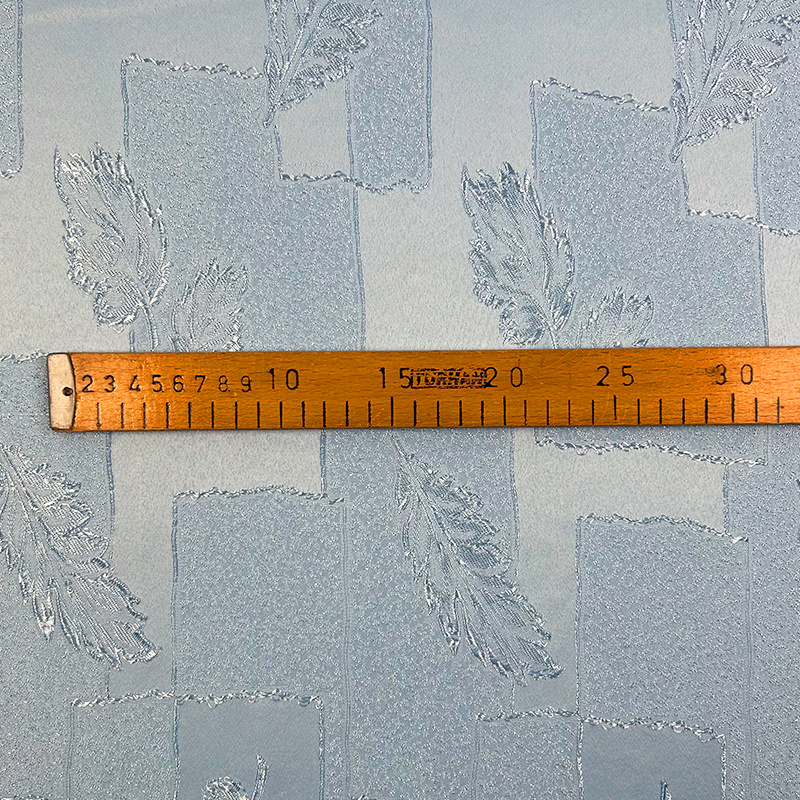 Dekorační látka Estella listy světle modrá do šedá - šířka 160 cm, metráž